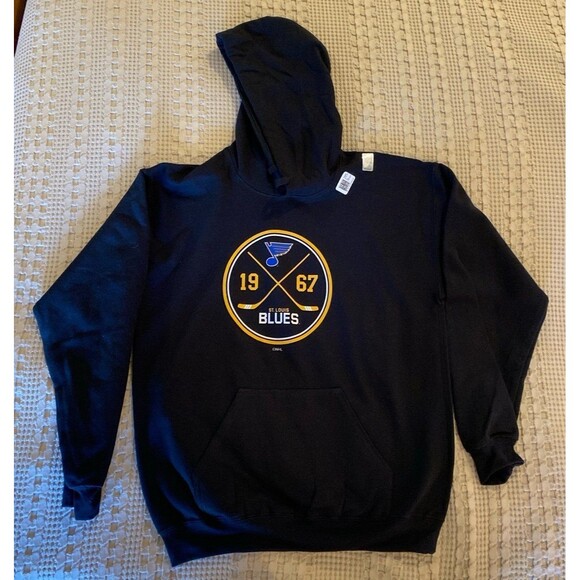 NHL NEW BLUES Hockey Hoodie Mens Sz Medium  Black (see NHL Official Sticker) NWT - Picture 9 of 10